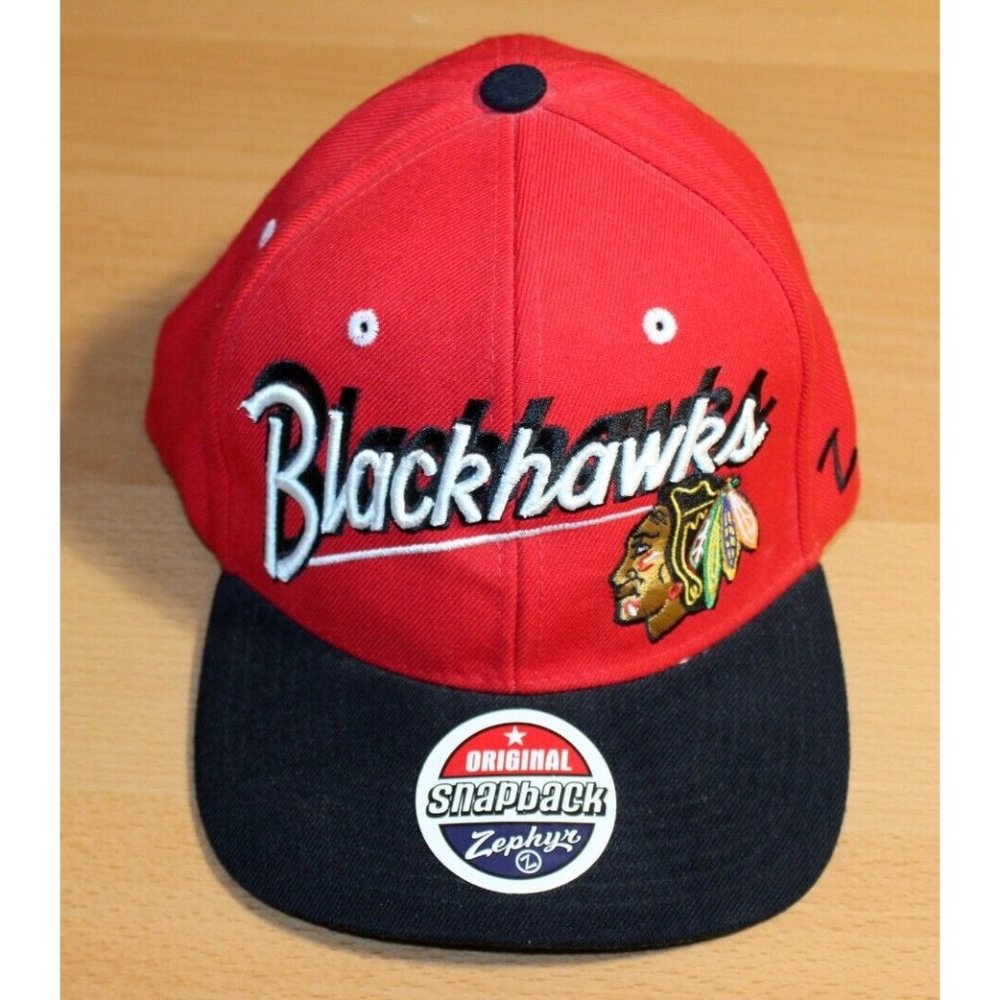 NHL Hockey Chicago Blackhawks Snapback Hat Cap One Size Zephr Embroidered Log